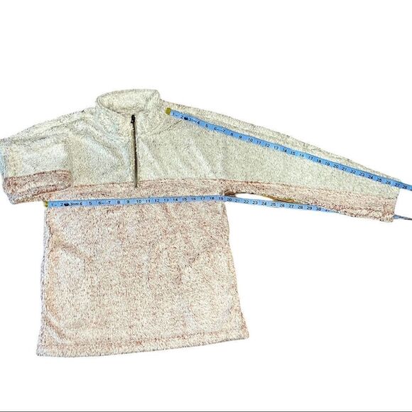 Dylan Tipped Shag Sherpa Pullover in Natural and Pink - Picture 5 of 8